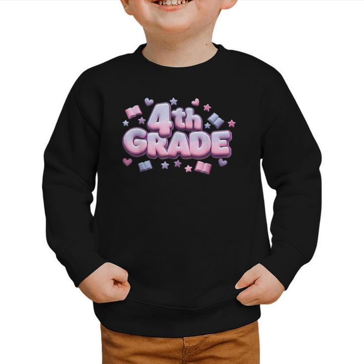First Day Of 4th Grade Girls Coquette Bow Back To School Graphic Toddler Sweatshirt