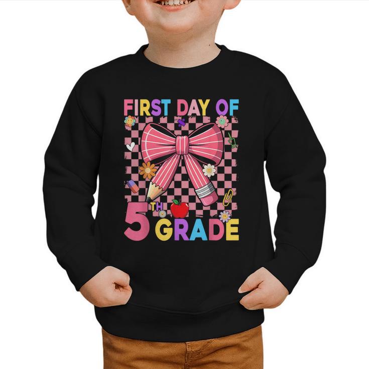 First Day Of 5th Grade Coquette Back To School Girls Kids Graphic Toddler Sweatshirt