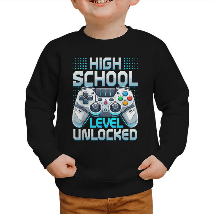 First Day Of High School Level Unlocked Back To School Gamer Graphic Toddler Sweatshirt