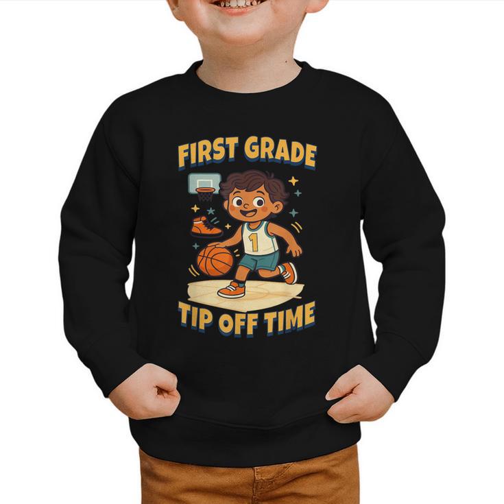 First Grade Basketball Back To School Slam Dunk Style Graphic Toddler Sweatshirt