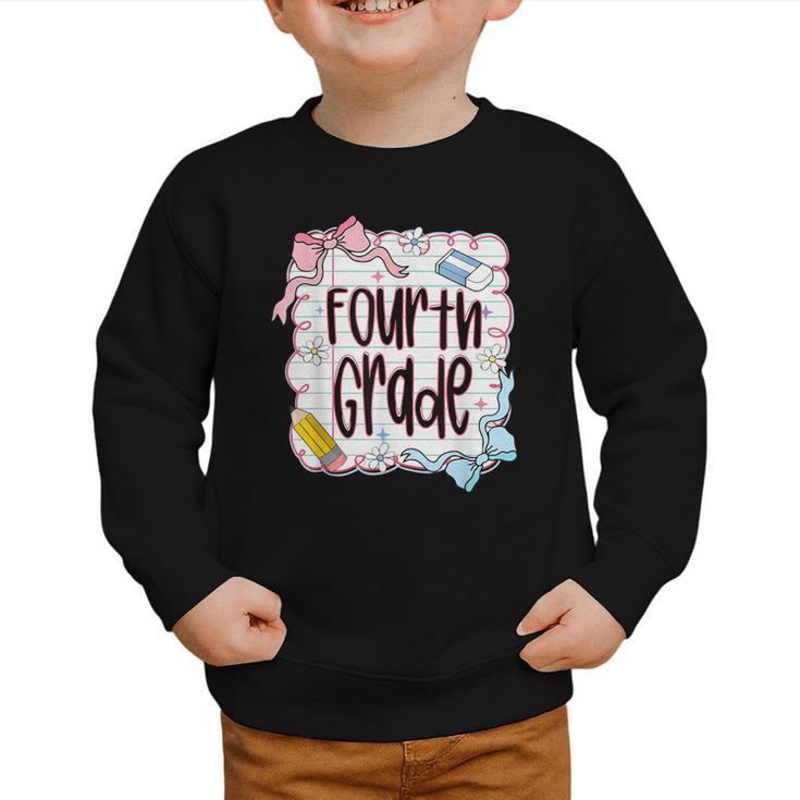 Fourth Grade Back To School For Girls Pink Notebook Graphic Toddler Sweatshirt