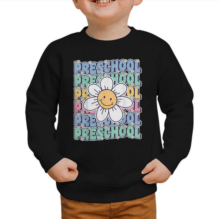 Groovy Preschool Cute Back To School First Day Of Pre K Graphic Toddler Sweatshirt