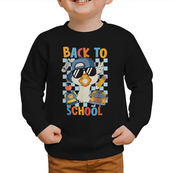 Happy First Day Of School Back To School Goose Boys Kids Graphic Toddler Sweatshirt