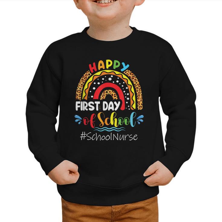 Happy First Day Of School Nurse Rainbow Back To School Graphic Toddler Sweatshirt