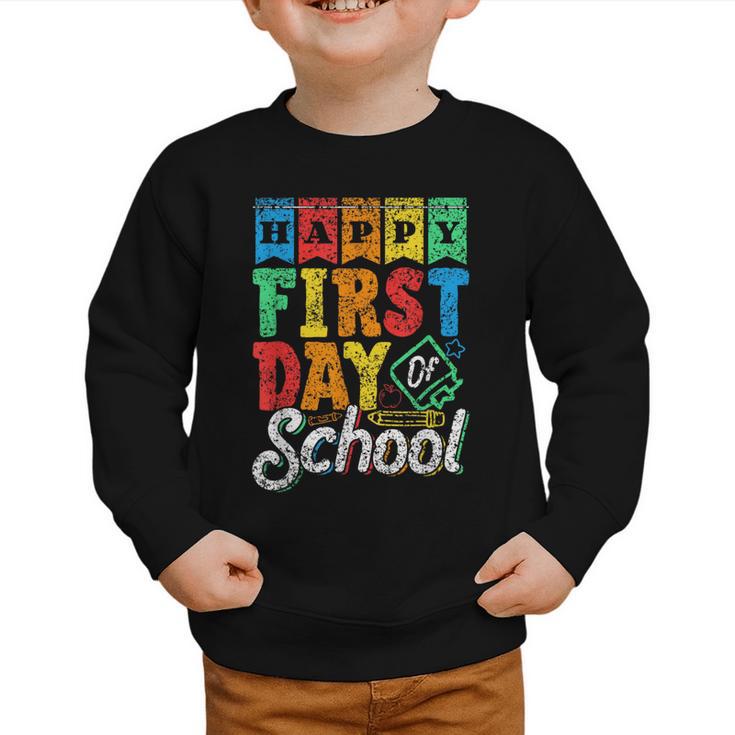 Happy First Day Of School Pupil Kids Grade Back To School 1 Graphic Toddler Sweatshirt