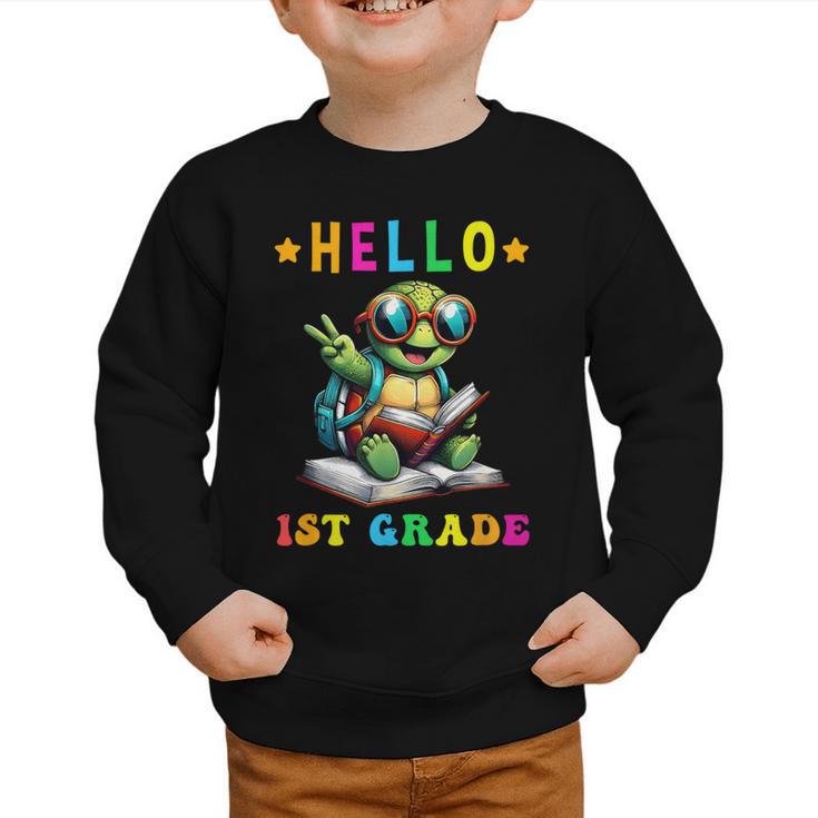 Hello 1st Grade Turtle Lovers Back To School Kids Boys Girls Graphic Toddler Sweatshirt