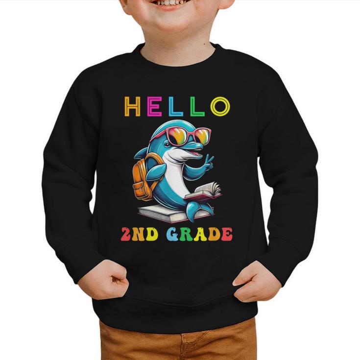 Hello Second Grade Dolphin Lover Back To School Kid Boy Girl Graphic Toddler Sweatshirt