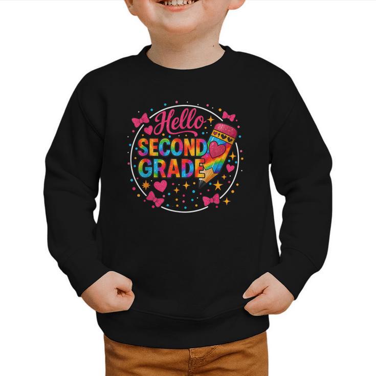 Hello Second Grade Tie Dye Pencil Back To School 2nd Grade Graphic Toddler Sweatshirt