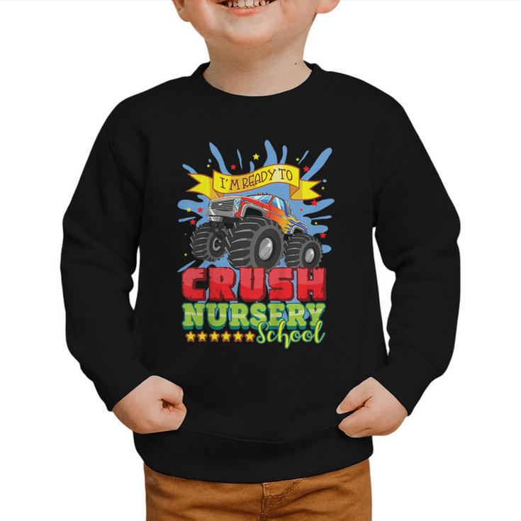 Kids Back To School Monster Truck Nursery Ready Crush First Day Graphic Toddler Sweatshirt