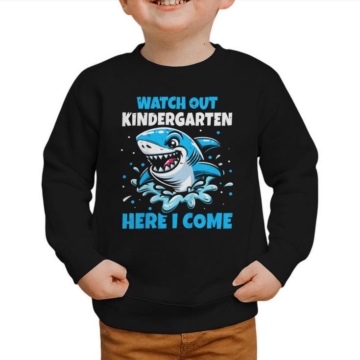 Kids Back To School Watch Out Kindergarten Here I Come Shark Boys Graphic Toddler Sweatshirt