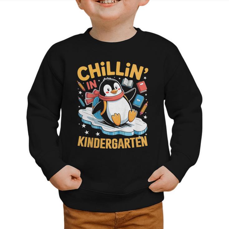 Kids Chillin In Kindergarten Penguin Student Back To School Boys Graphic Toddler Sweatshirt