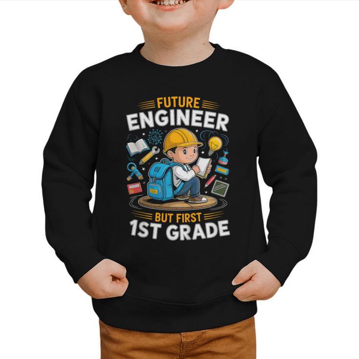 Kids Future Engineer 1st Grade Student Back To School Boys Kid Graphic Toddler Sweatshirt Kids Future Engineer 1st Grade Student Back To School Boys Kid Graphic Toddler Sweatshirt