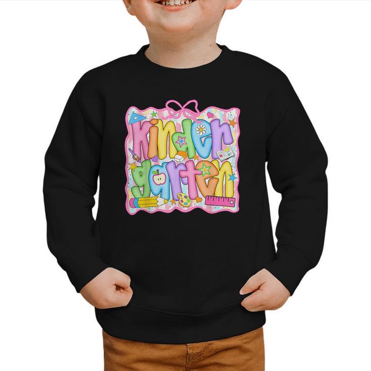 Kindergarten Coquette Bow Back To School Kinder Girl Kids Graphic Toddler Sweatshirt