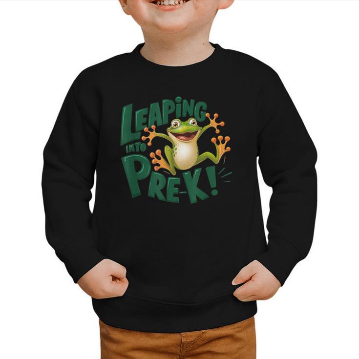 Leaping Into Pre-K Jumping Tree Frog Back To School Fun Graphic Toddler Sweatshirt