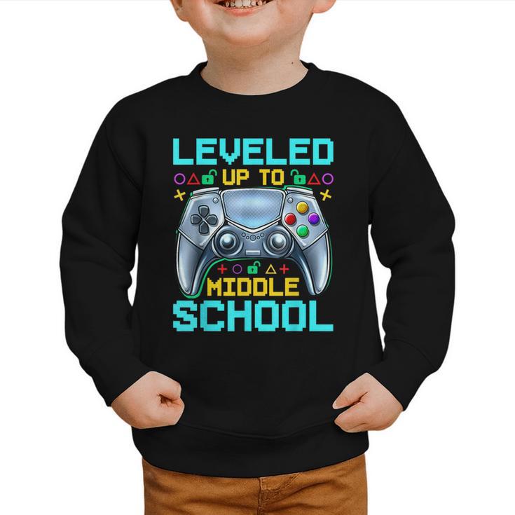 Leveled Up To Middle School Video Gamer Back To School Boys Graphic Toddler Sweatshirt