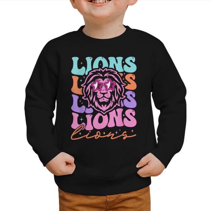 Lion Mascot Back To School Spirit Sports Men Women Groovy Graphic Toddler Sweatshirt