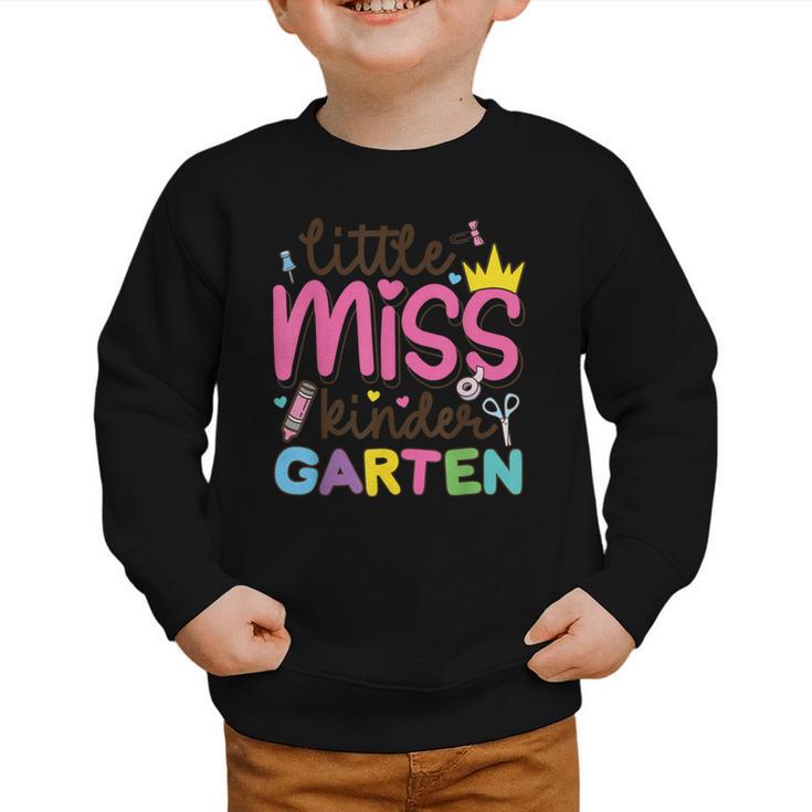 Little Miss Kindergarten First Day Back To School Girls Cute Graphic Toddler Sweatshirt