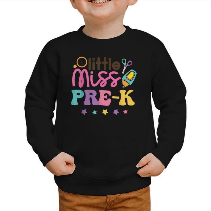 Little Miss Pre-K Preschool First Day Back To School Girls Graphic Toddler Sweatshirt