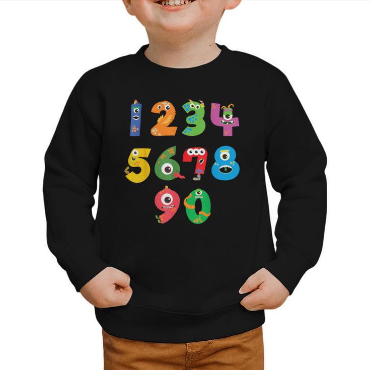 Monster Numbers Learning Cute Numbers 0-9 Back To School Graphic Toddler Sweatshirt