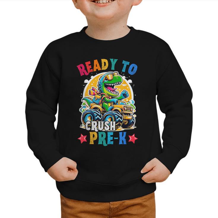 Monster Truck Dinosaur Boys Back To School Crush Pre-k Kids Graphic Toddler Sweatshirt