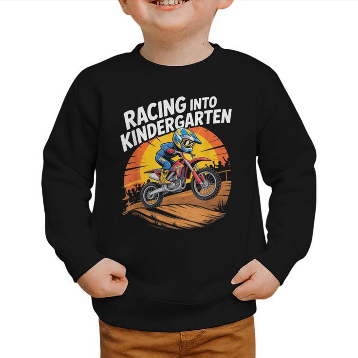 Motocross Back To School Dirt Bike Racing Into Kindergarten Graphic Toddler Sweatshirt