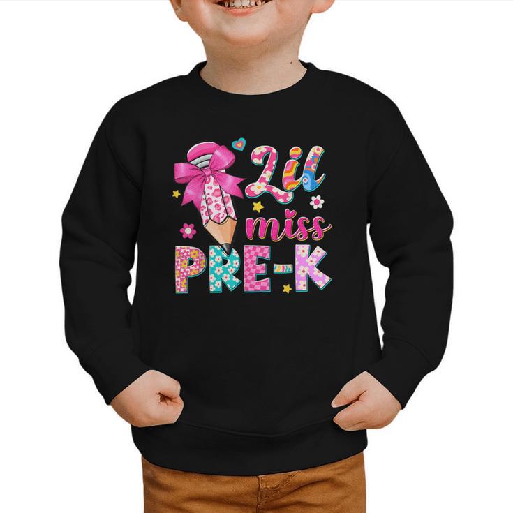 Pencil Bow Lil Miss Pre-K Pre-K Back To School Graphic Toddler Sweatshirt