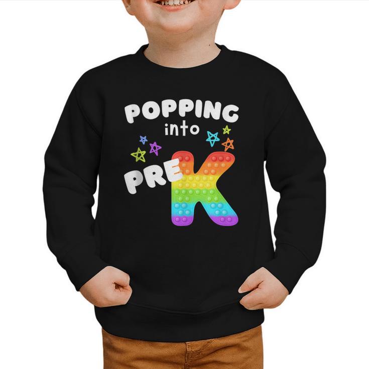 Popping Into Pre K Kid's Back To School Pop It Fidget Toy Graphic Toddler Sweatshirt Popping Into Pre K Kid's Back To School Pop It Fidget Toy Graphic Toddler Sweatshirt