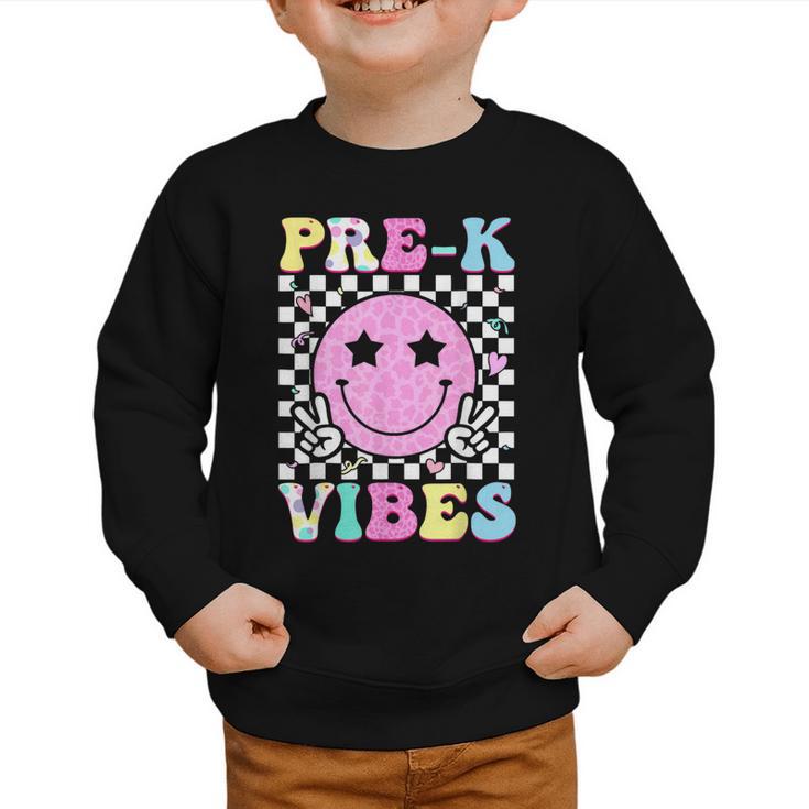Pre-K Vibes Groovy Back To School PreK Preschool Girls Kids Graphic Toddler Sweatshirt