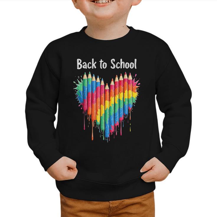 Rainbow Pencil Heart Back To School Creative Graphic Toddler Sweatshirt