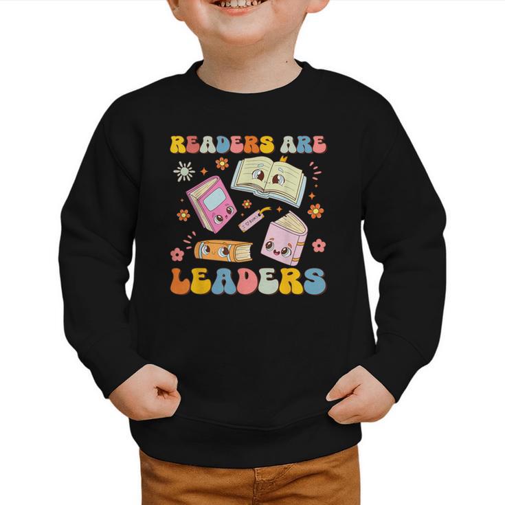 Readers Are Leaders Book Lover Back To School Groovy Girls Graphic Toddler Sweatshirt