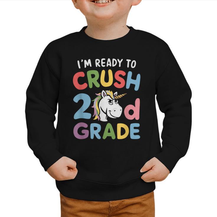 Im Ready To Crush 2nd Grade Boy Unicorn Back To School Graphic Toddler Sweatshirt