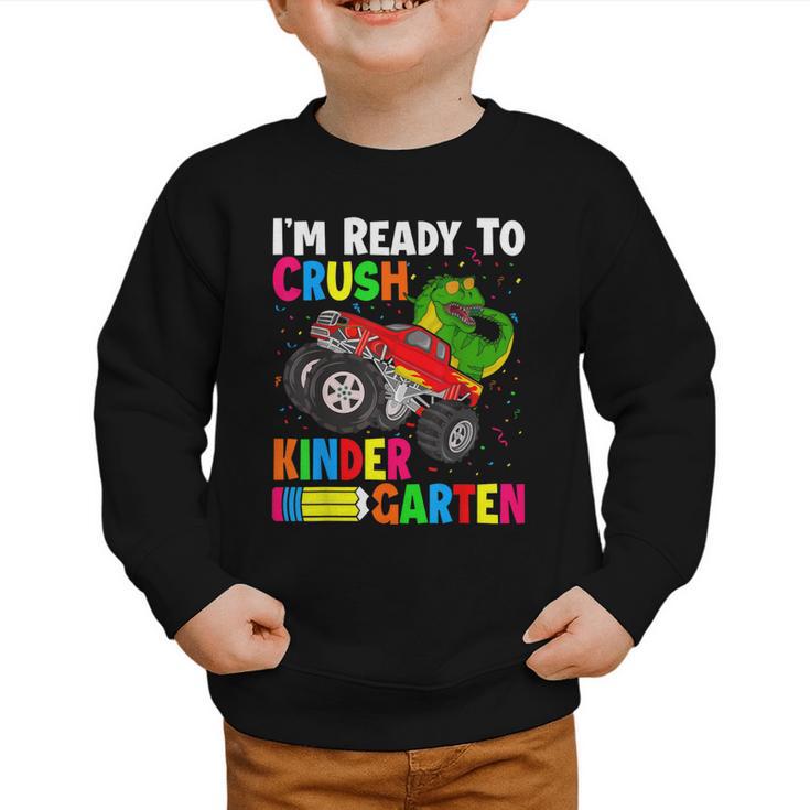Ready To Crush Kindergarten T-Rex Back To School Boys Graphic Toddler Sweatshirt
