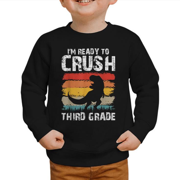 Ready Crush Third 3rd Grade Dinosaur Back To School Boys Graphic Toddler Sweatshirt
