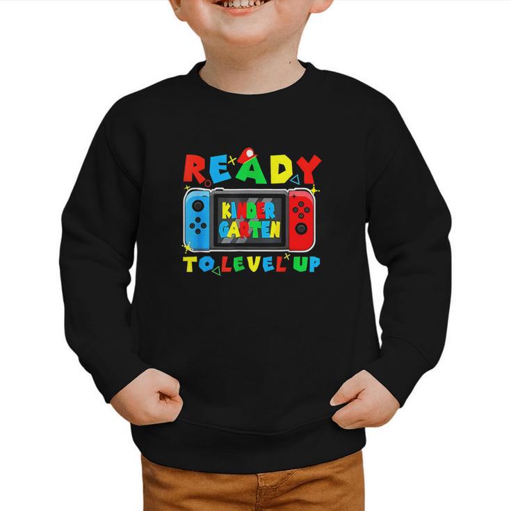 Retro Back To School Kindergarten Ready To Level Up Gamer Graphic Toddler Sweatshirt