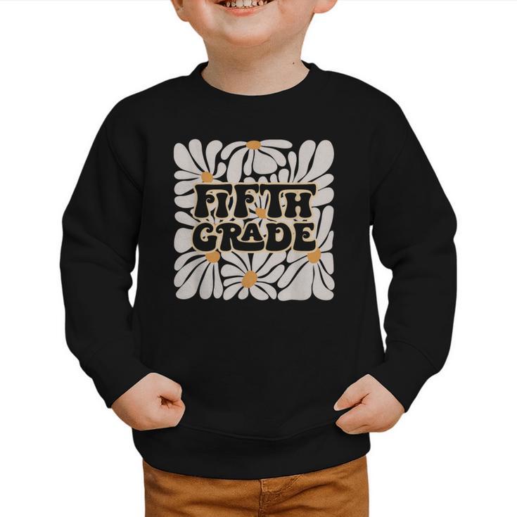 Retro Flower Power Squared Fifth 5th Grade Back To School Graphic Toddler Sweatshirt