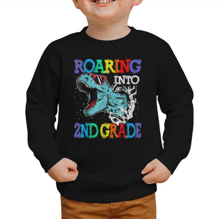 Roaring Into 2Nd Grade Dinosaur T Rex Back To School Graphic Toddler Sweatshirt