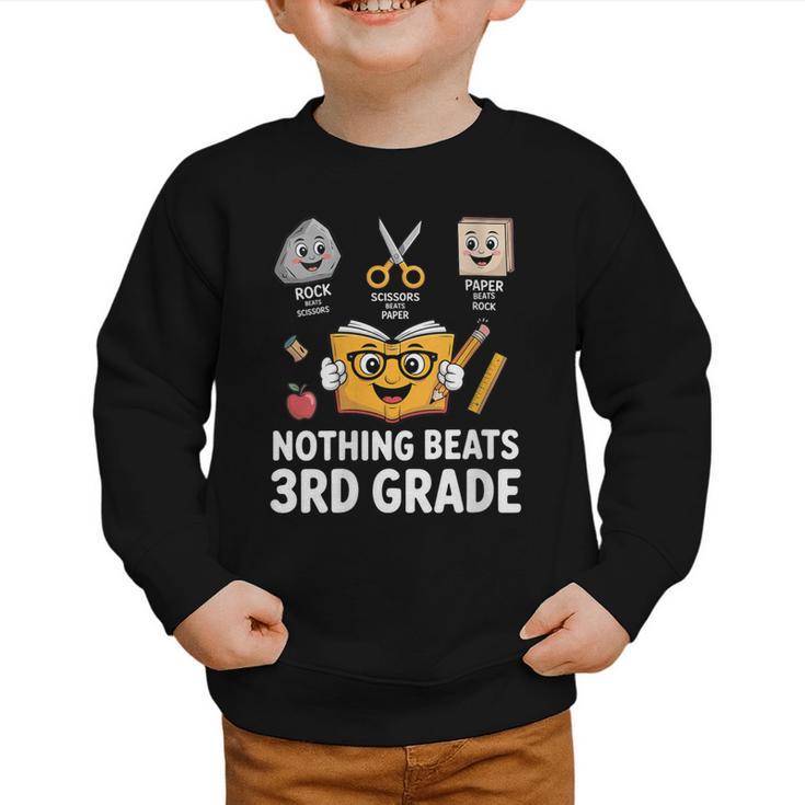 Rock Scissor Paper Nothing Beats 3rd Grade Back To School Graphic Toddler Sweatshirt