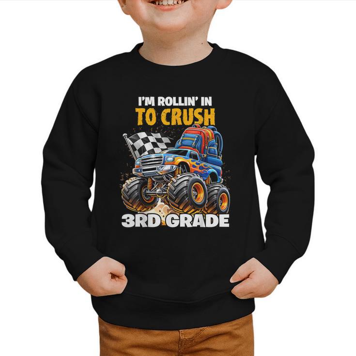 Rollin Crush Monster Truck Back To School 3rd Grade Boys Graphic Toddler Sweatshirt