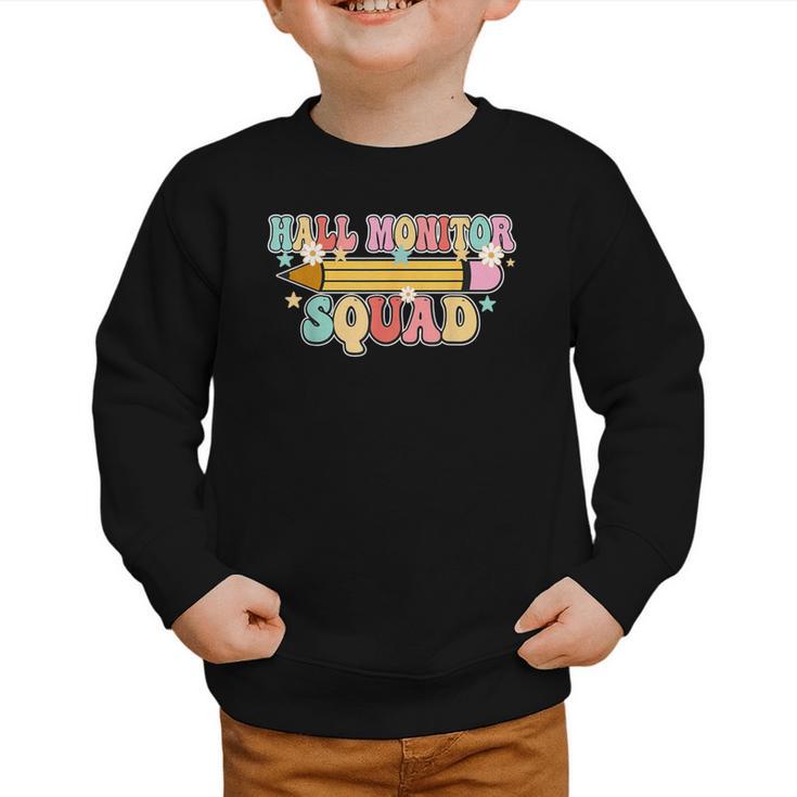 School Hall Monitor Squad Cool Retro Back To School Team Graphic Toddler Sweatshirt