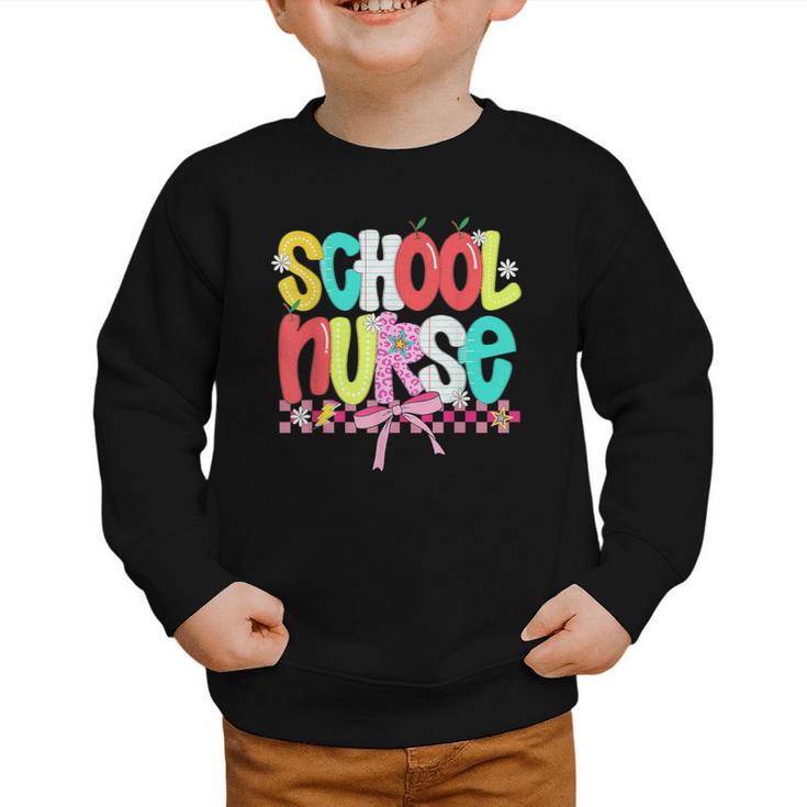 School Nurse Appreciation Day Coquette Bow Back To School Graphic Toddler Sweatshirt