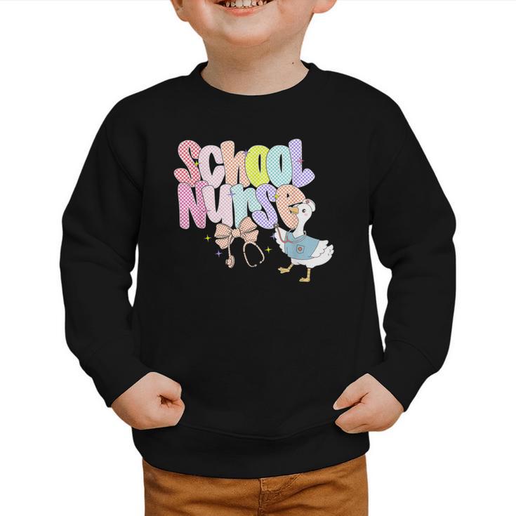 School Nurse Back To School Silly School Nurse Goose Graphic Toddler Sweatshirt