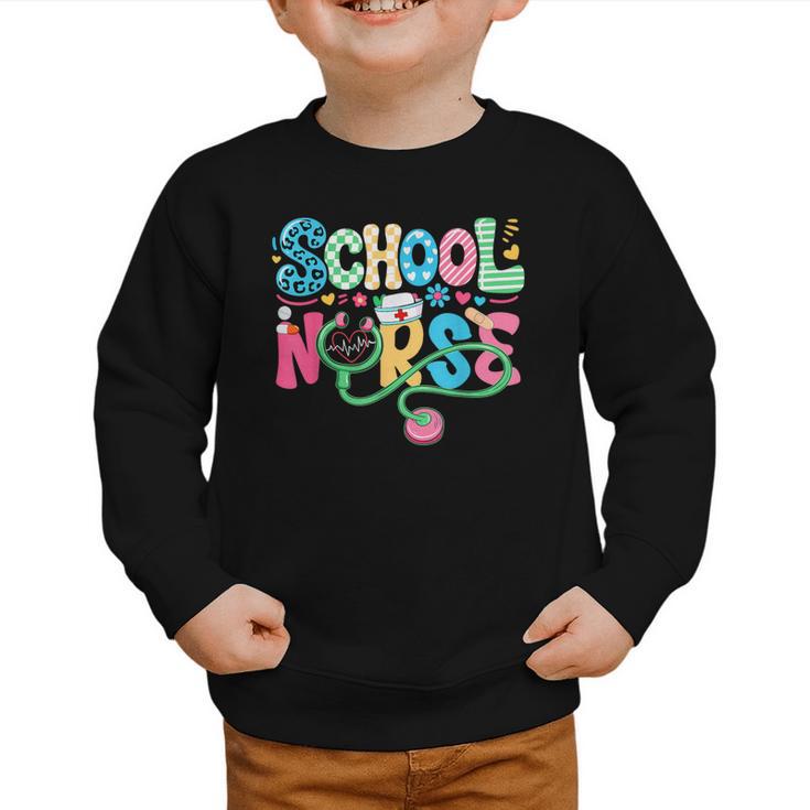 School Nurse Colorful Costume Back To School Nursing Job Graphic Toddler Sweatshirt School Nurse Colorful Costume Back To School Nursing Job Graphic Toddler Sweatshirt