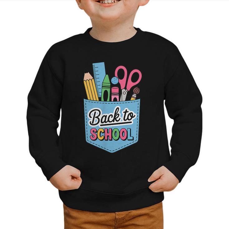 School Supplies In Pocket Back To School Boys Girls Graphic Toddler Sweatshirt