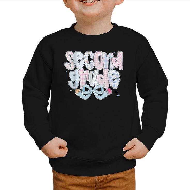 Second Grade Coquette Bow First Day Of School Back To School Graphic Toddler Sweatshirt