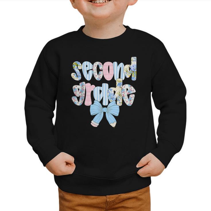 Second Grade Coquette Bow Pencil First Day Back To School Graphic Toddler Sweatshirt