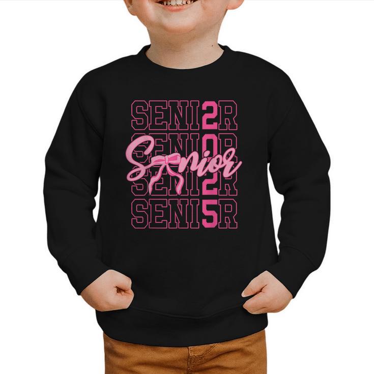 Senior 2025 Coquette Pink Bow Class Of 2025 Back To School Graphic Toddler Sweatshirt Senior 2025 Coquette Pink Bow Class Of 2025 Back To School Graphic Toddler Sweatshirt