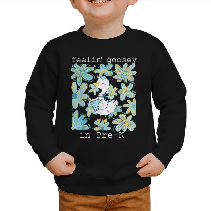 Silly Goose Back To School Feelin’ Goosey Pre-K Graphic Toddler Sweatshirt