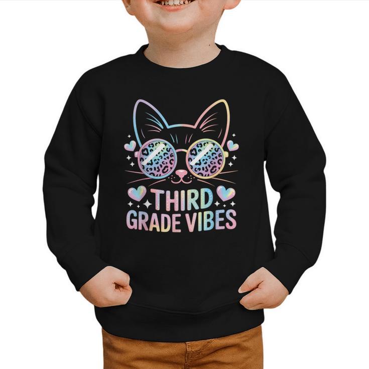 Third 3rd Grade Vibes Back To School Cute Cat Cute For Girls Graphic Toddler Sweatshirt