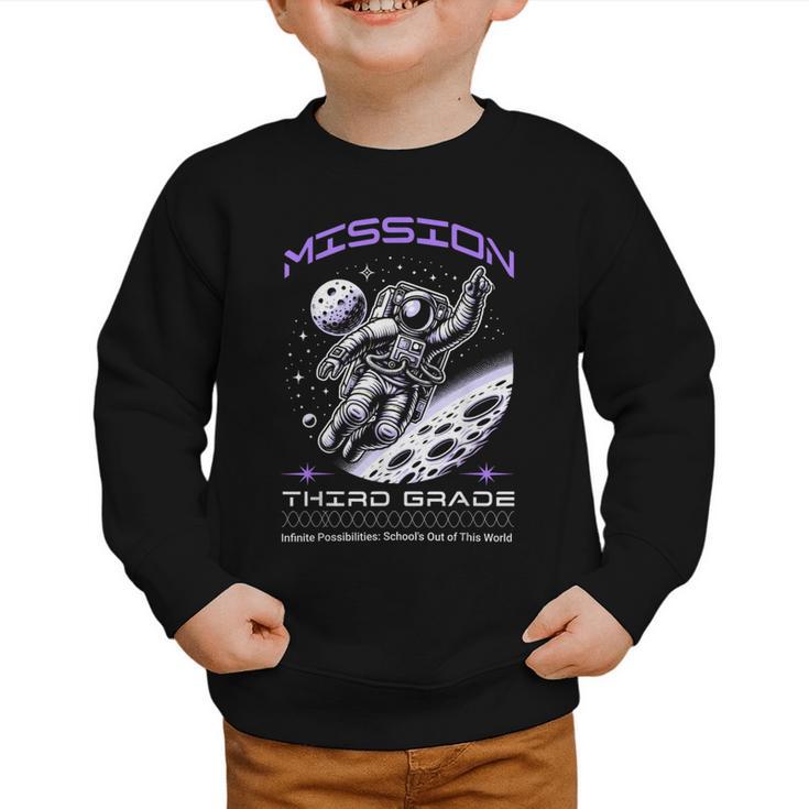 Third Grade Back To School Space Rocket Astronaut Graphic Toddler Sweatshirt