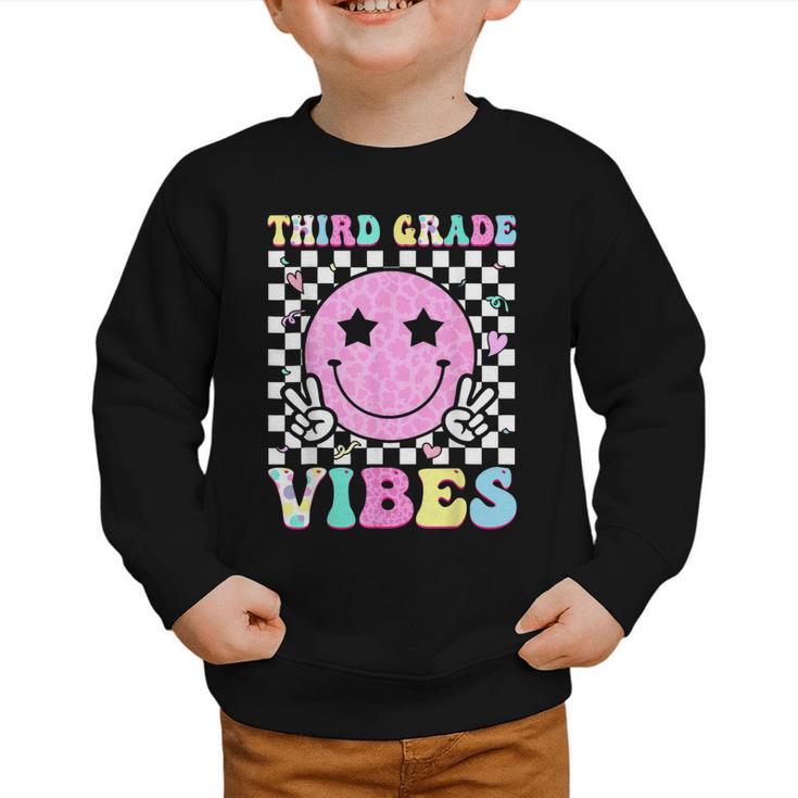 Third Grade Vibes Groovy Back To School 3rd Grade Girls Kids Graphic Toddler Sweatshirt